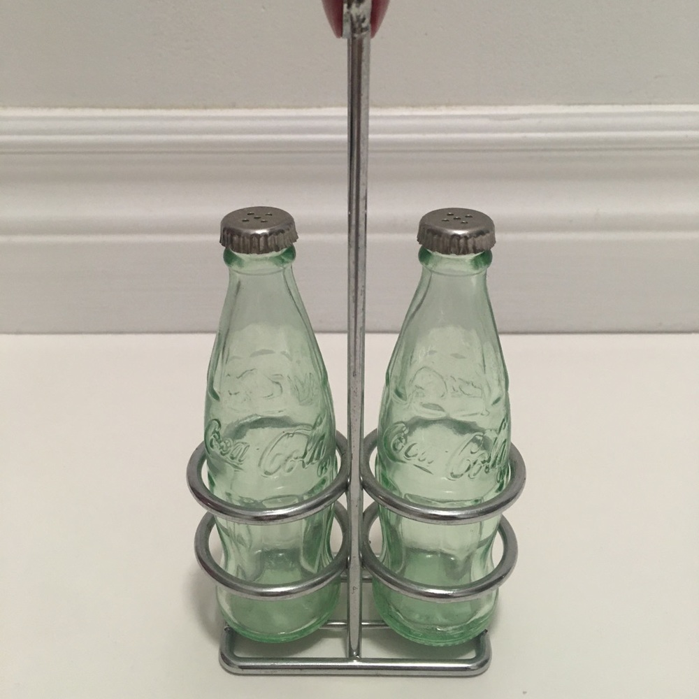 2 Mini Glass Coca-Cola Coke Classic Bottles Teal Empty Clear Vintage Rack